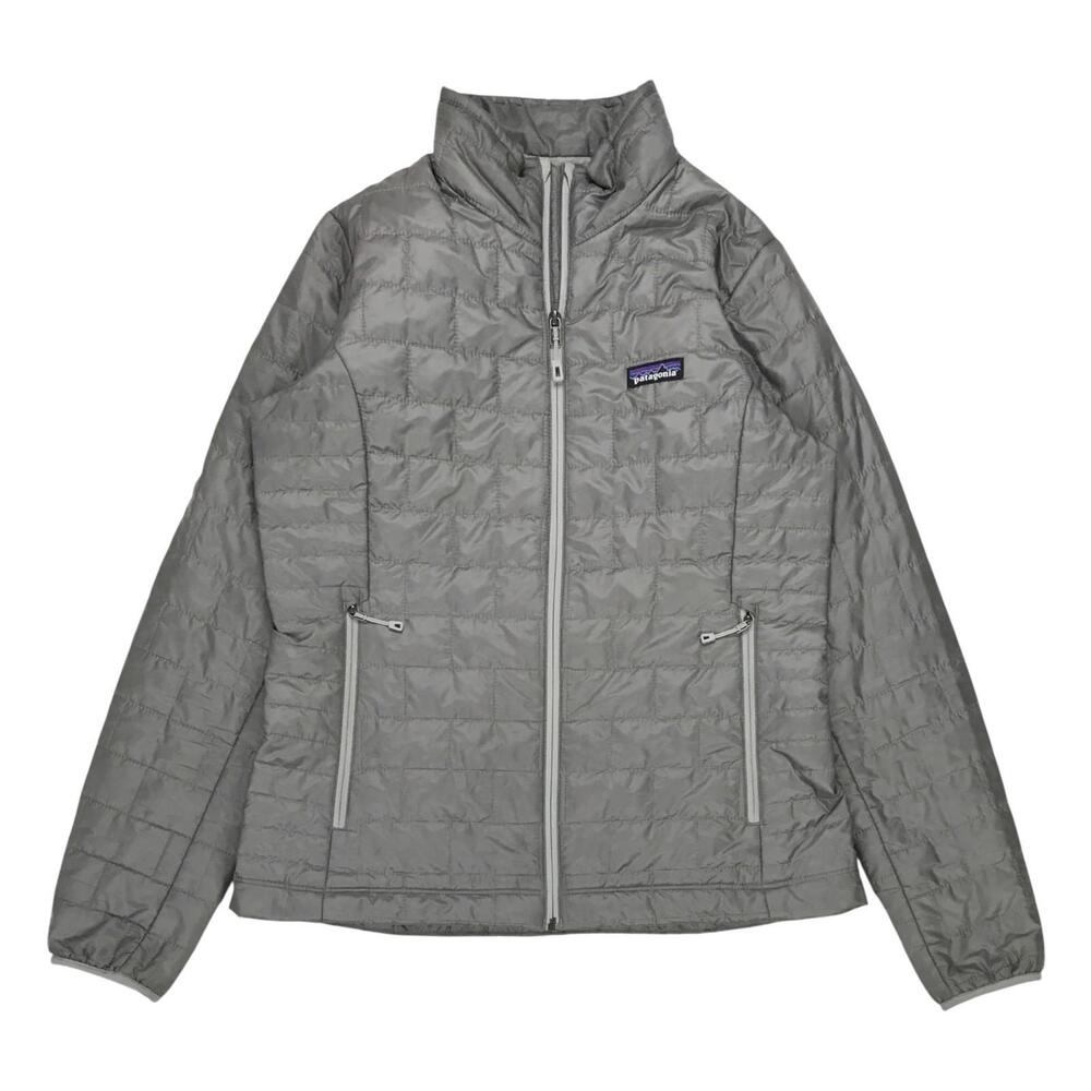 Patagonia Nano Puff Jacket Women Medium M Gray Quilted Insulated Full Zip Puffer